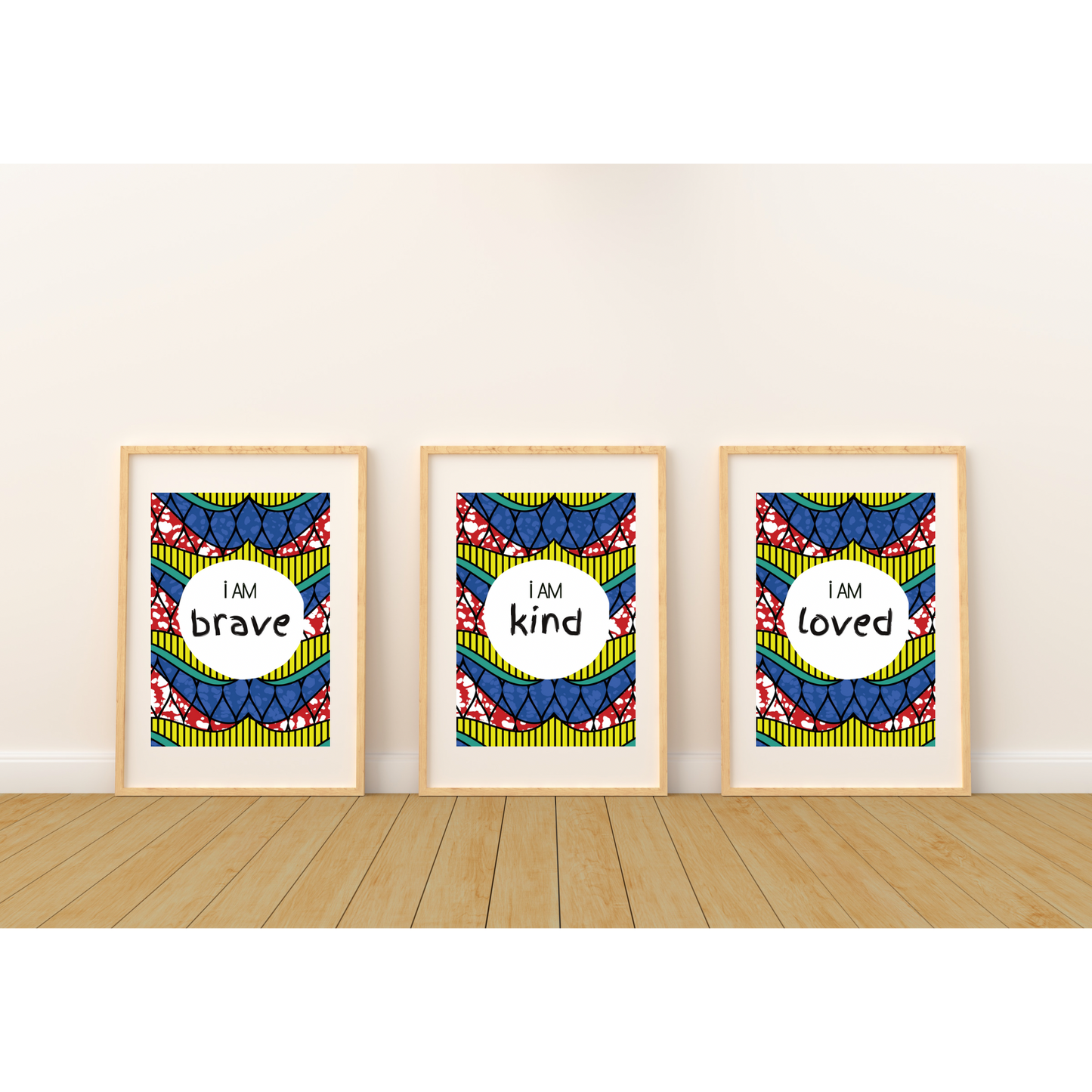 Custom ‘I AM' Affirmation African Print Posters - (Pack of 3)