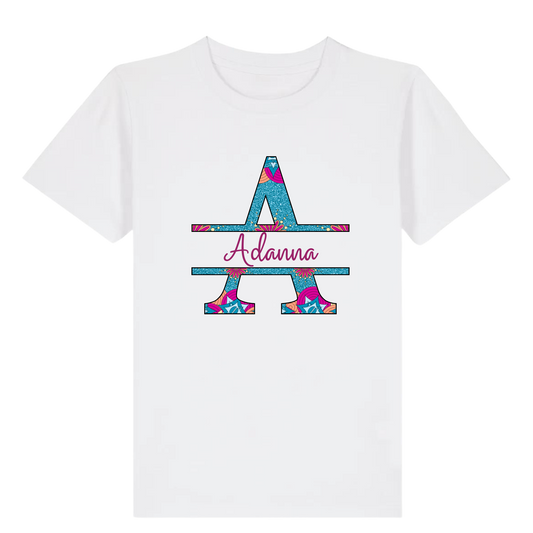 Personalised African Print Child T Shirt - Monogram Letter & Name