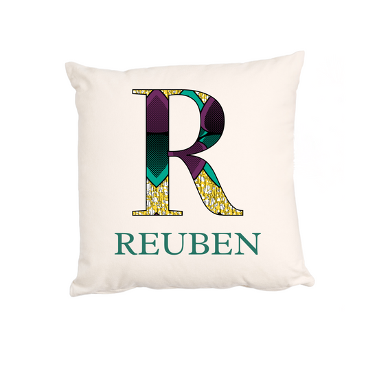 Personalised Ankara African Print Cushion - Initial & Name