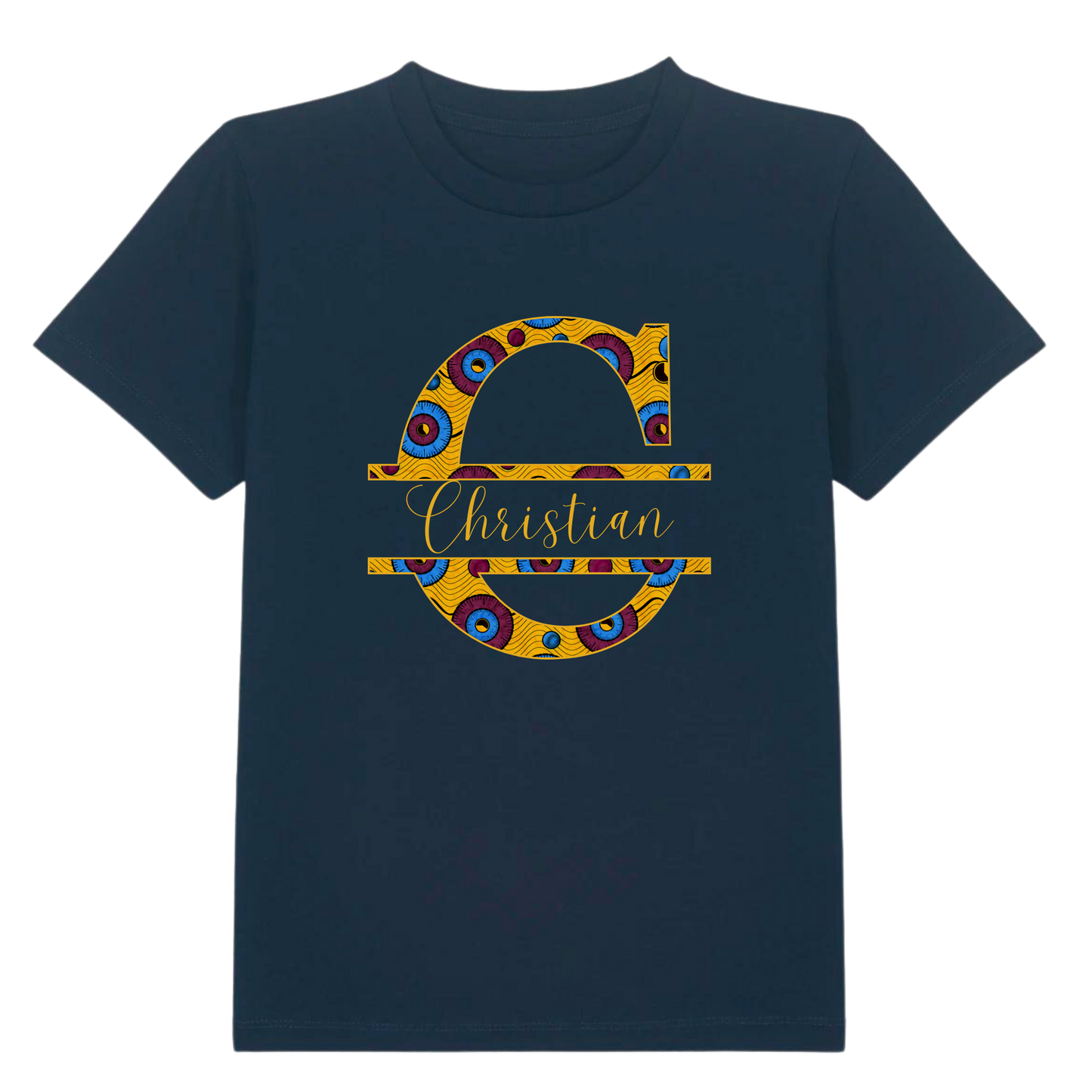 Personalised African Print Child T Shirt - Monogram Letter & Name