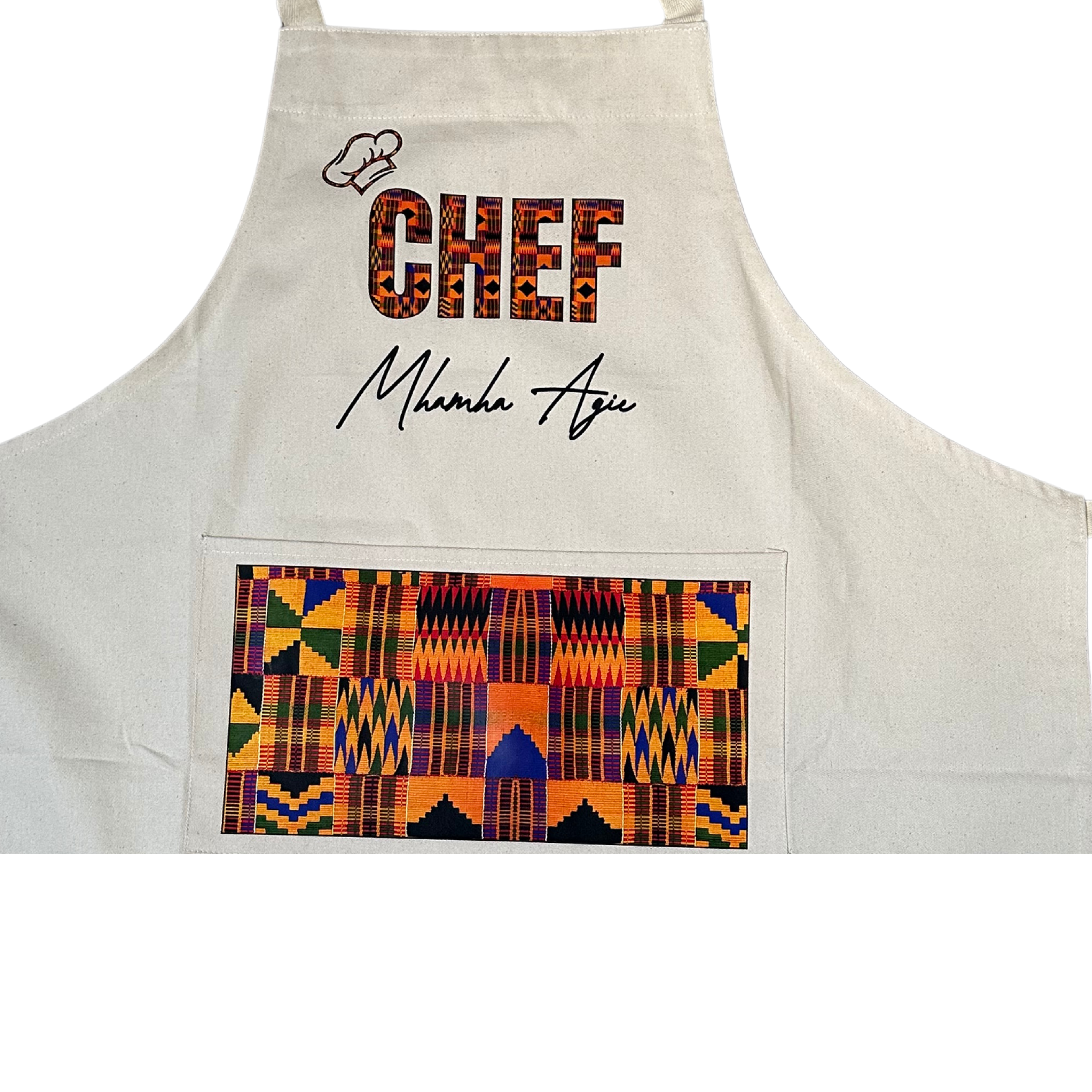 Personalised CHEF African Print Apron (Custom Name)