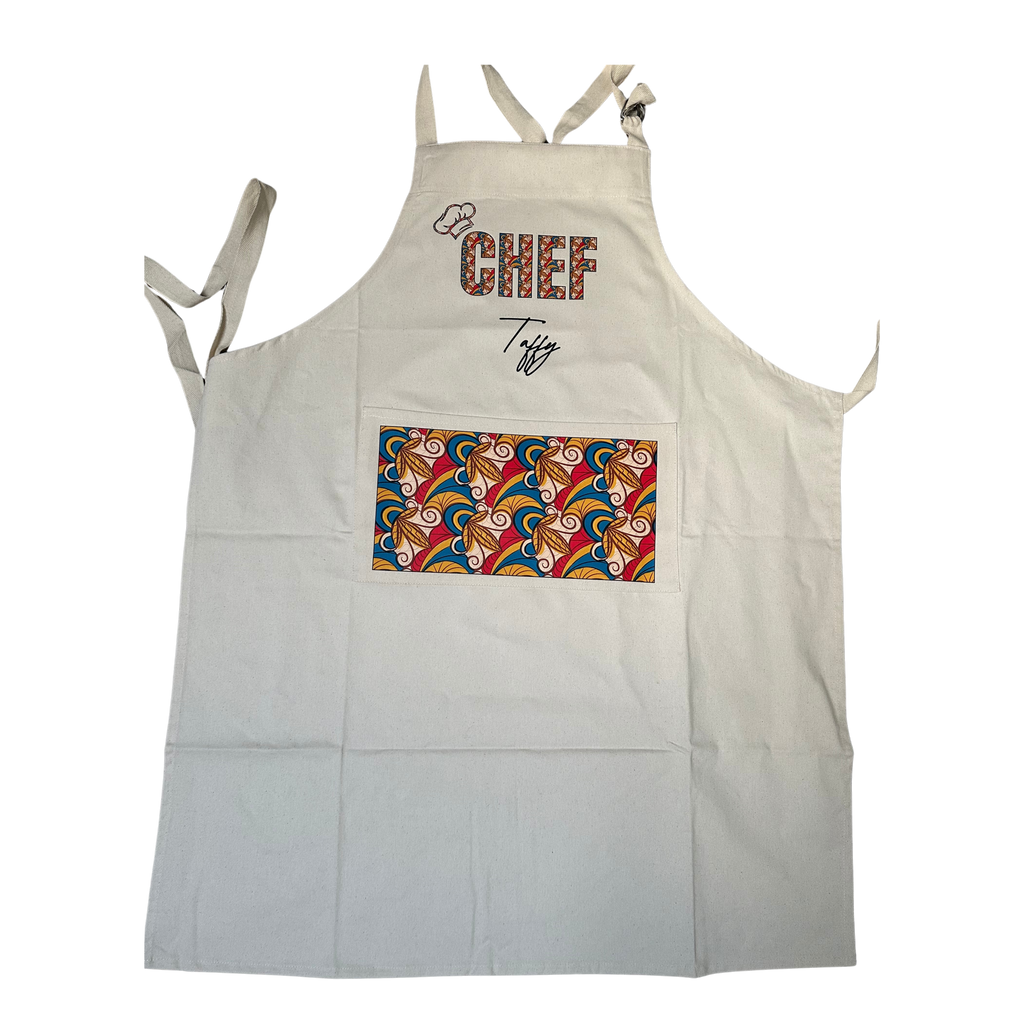 Personalised CHEF African Print Apron (Custom Name)