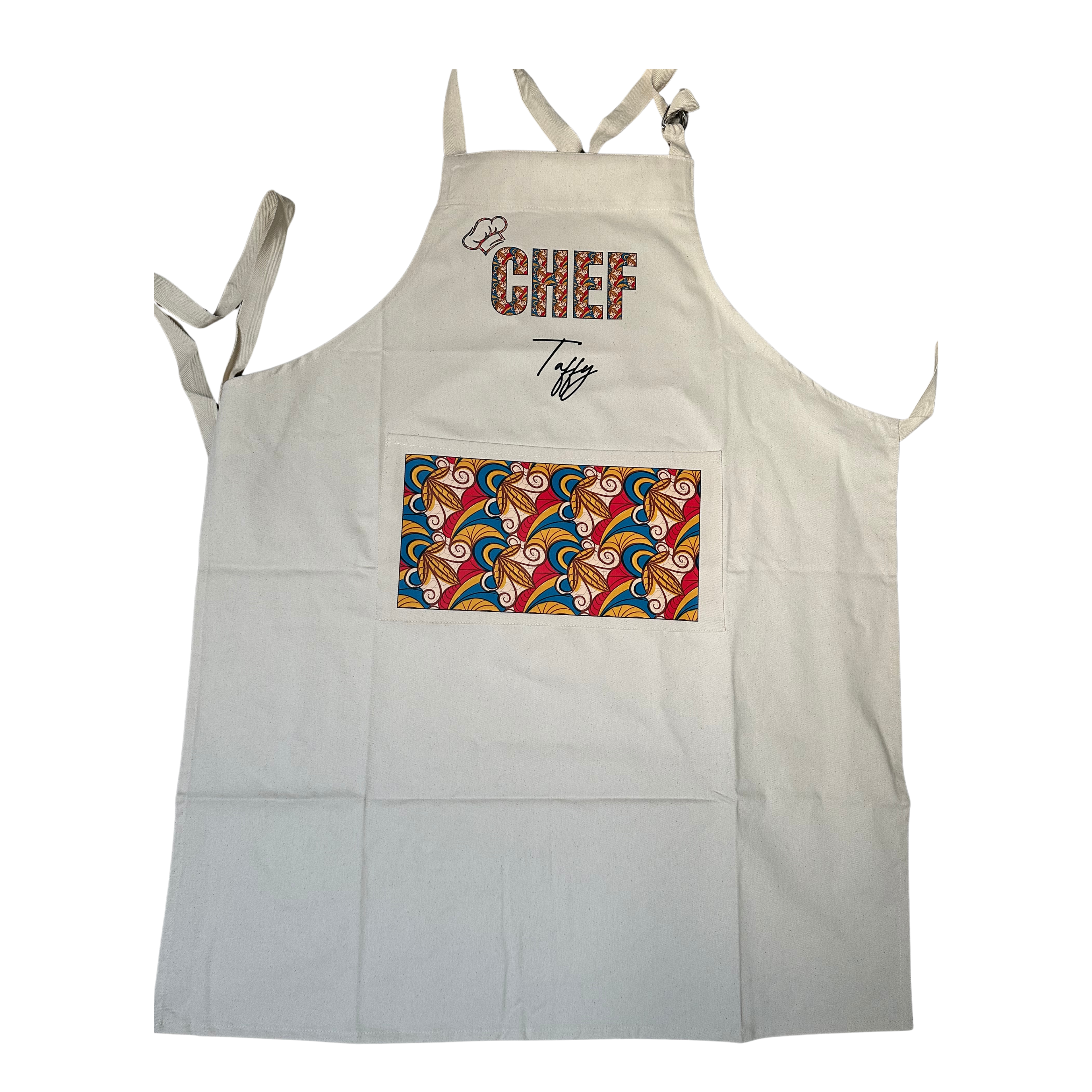 Personalised CHEF African Print Apron (Custom Name)
