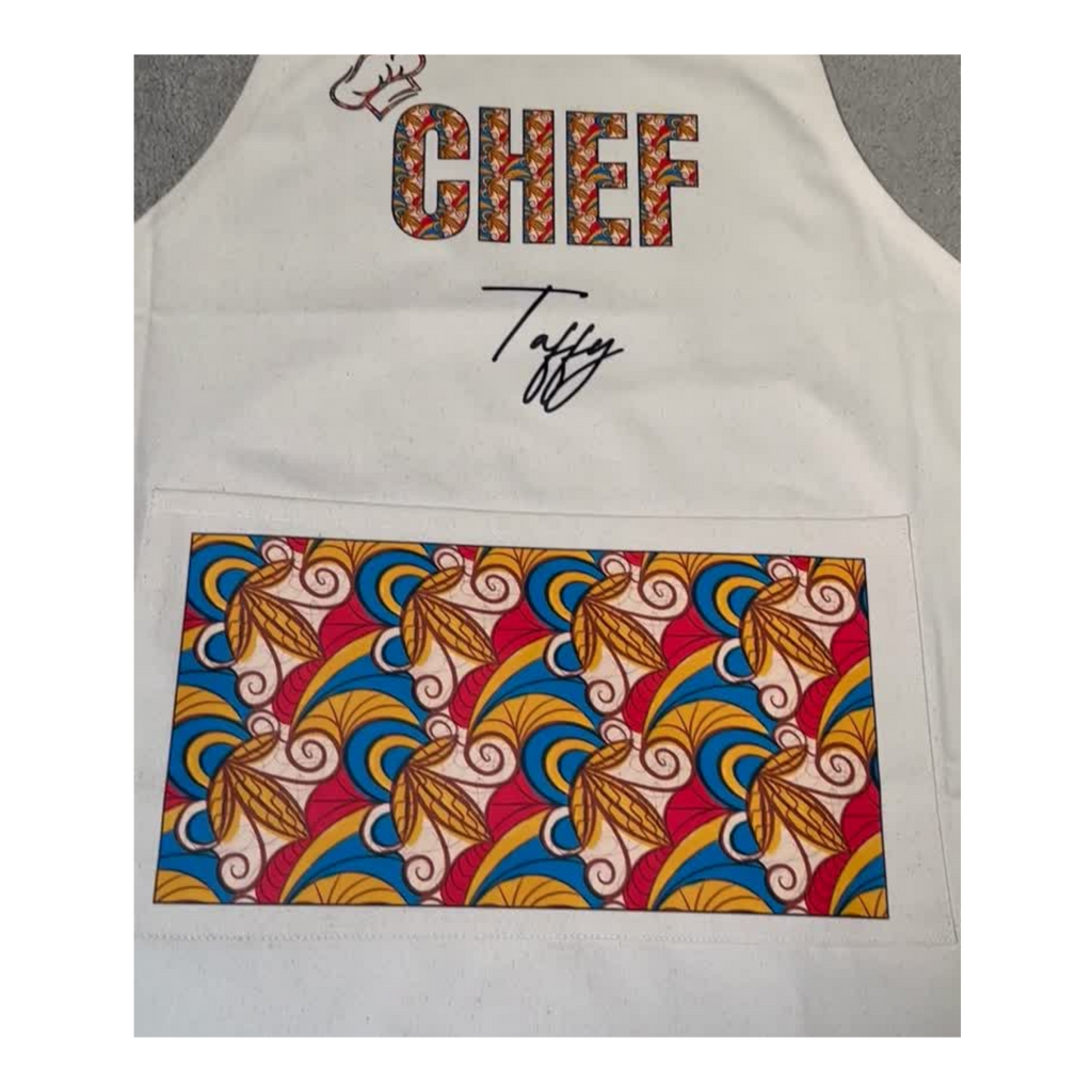 Personalised CHEF African Print Apron (Custom Name)