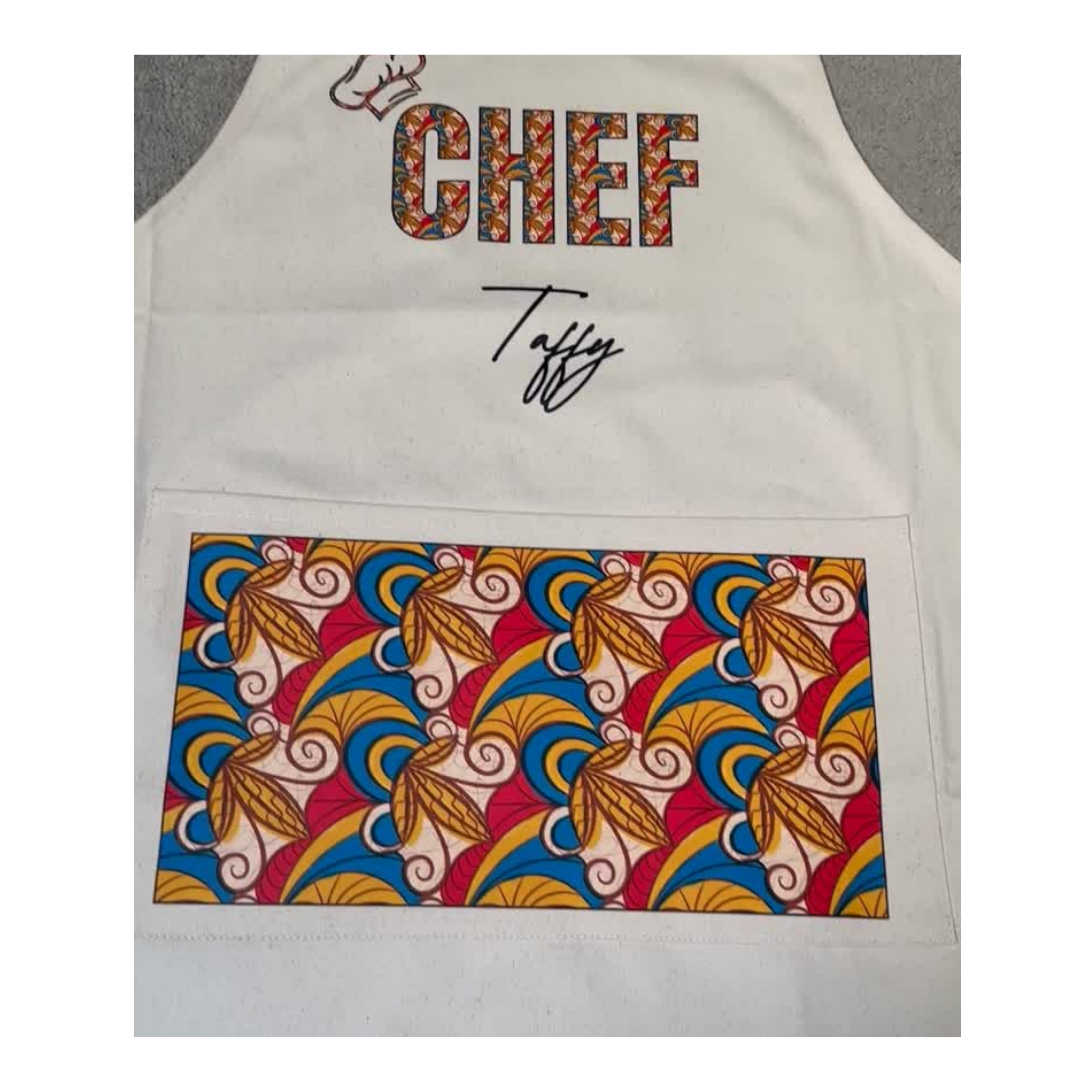 Personalised CHEF African Print Apron (Custom Name)