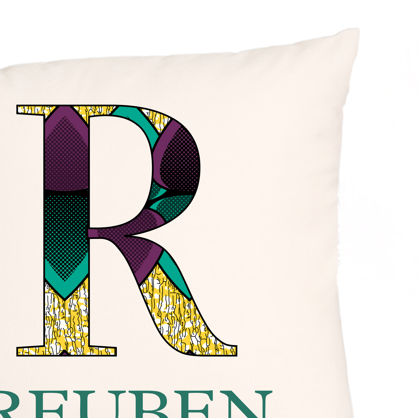 Personalised Ankara African Print Cushion - Initial & Name