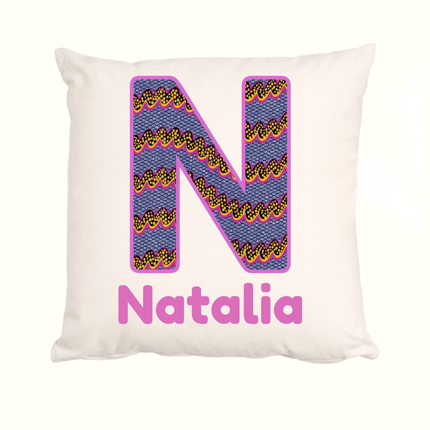 Personalised Ankara African Print Cushion - Letter Name