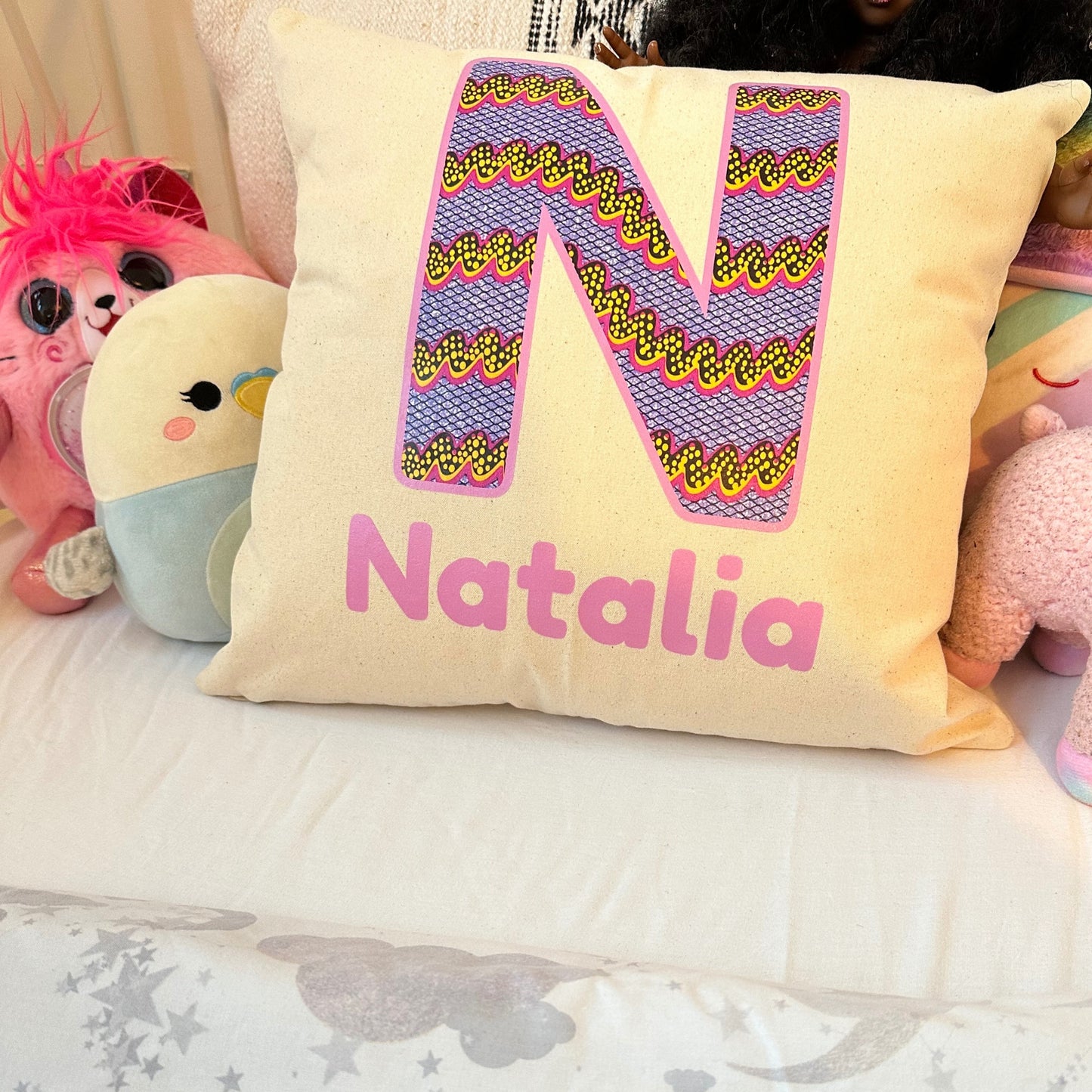 Personalised Ankara African Print Cushion - Letter Name