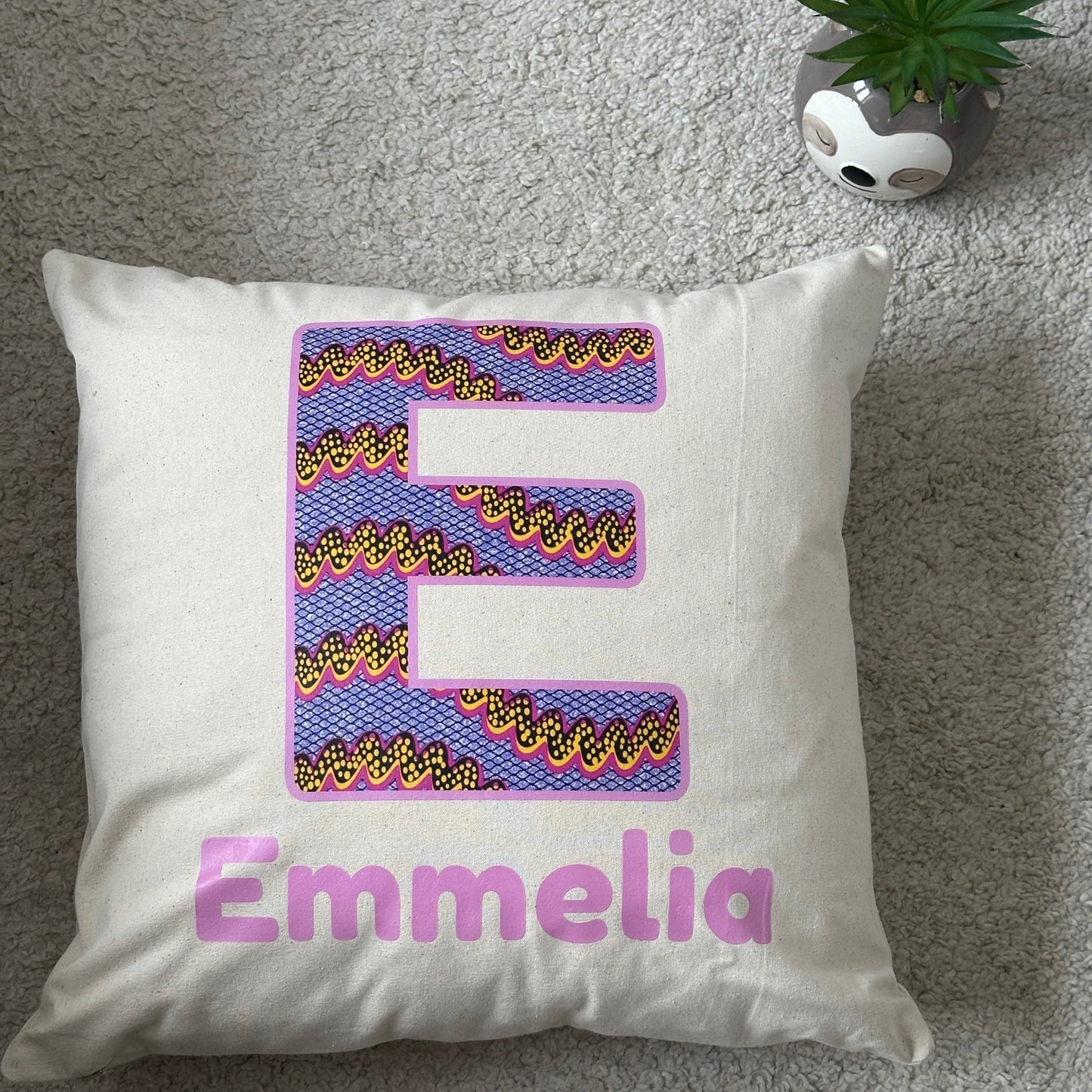 Personalised Ankara African Print Cushion - Letter Name