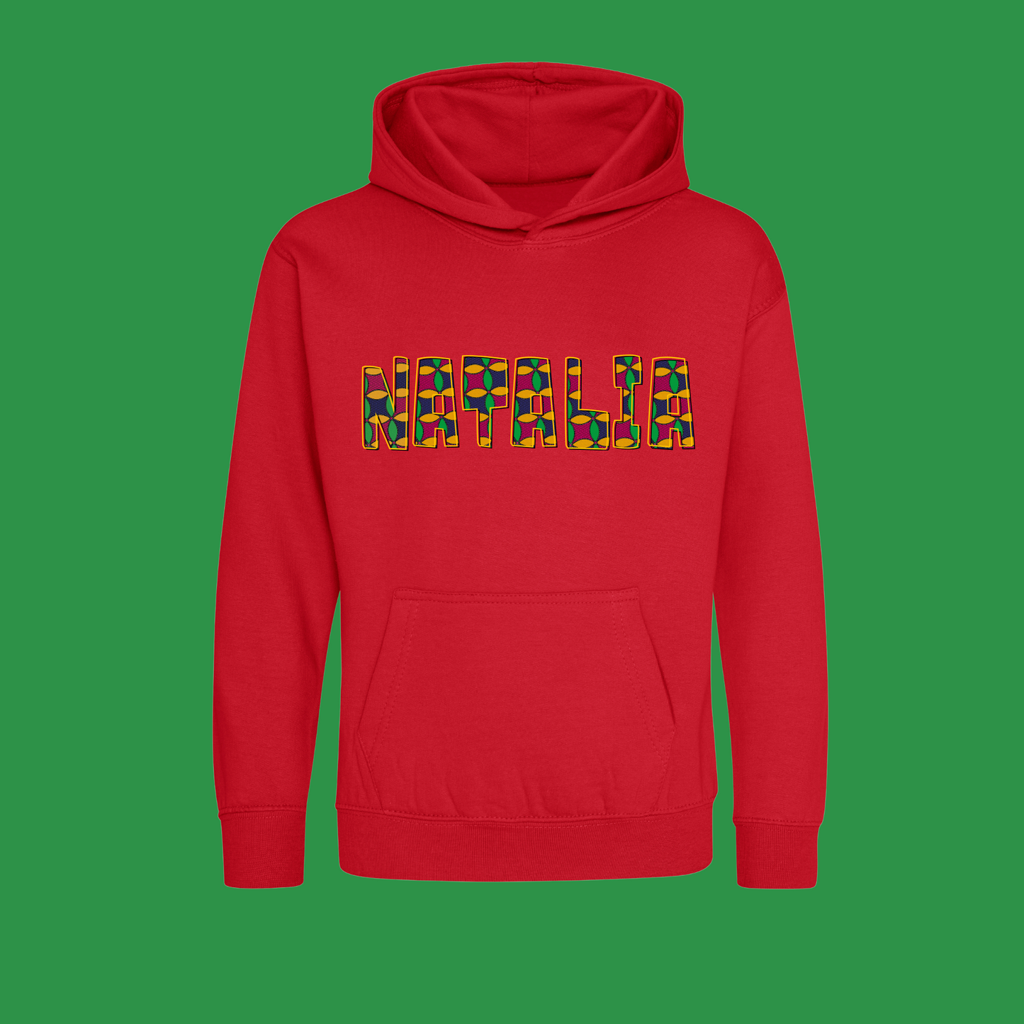 Personalised African Print Fun Font Child Hoodie