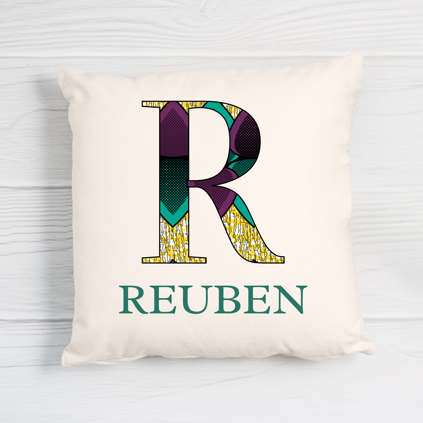 Personalised Ankara African Print Cushion - Initial & Name