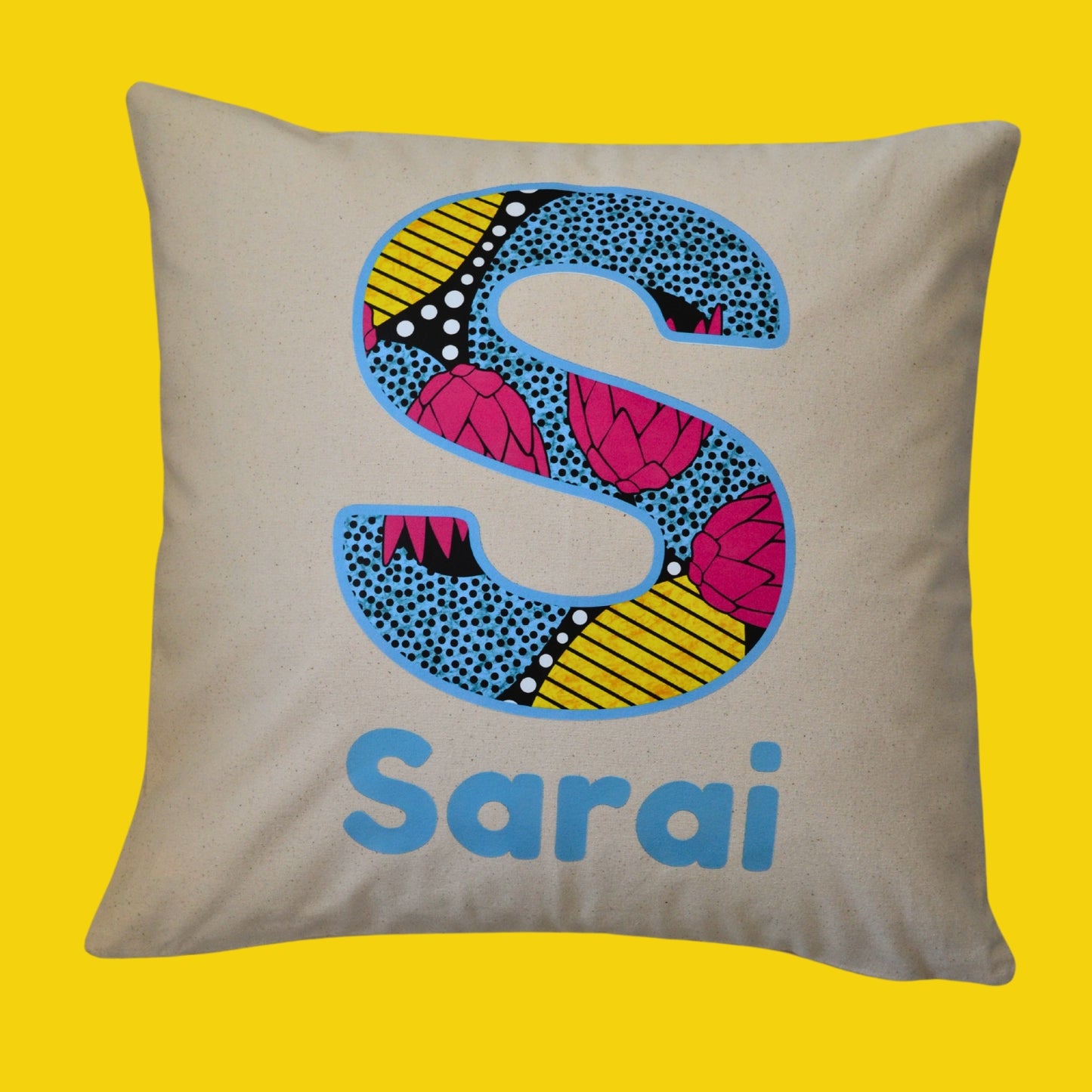 Personalised Ankara African Print Cushion - Letter Name