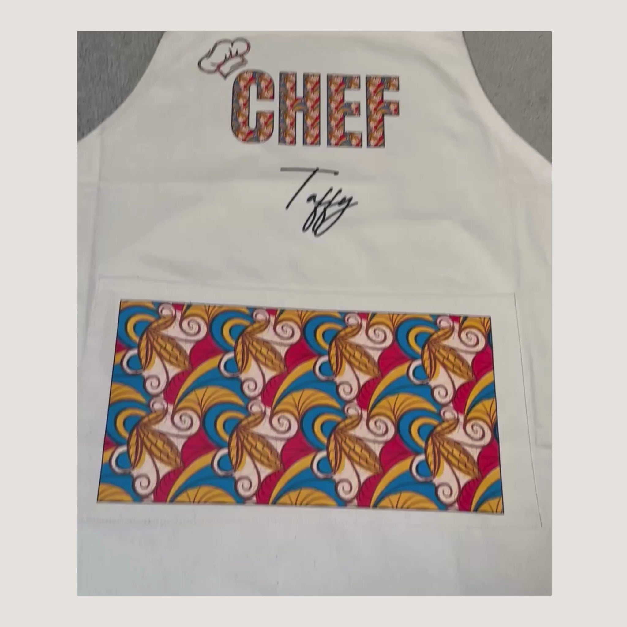 Personalised CHEF African Print Apron (Custom Name)