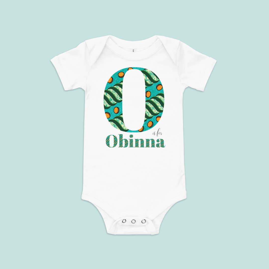 Personalised Ankara African Print Initial & Name - Children Babygrow & T-Shirt